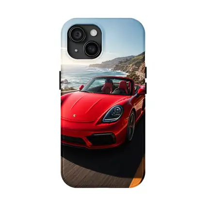 Red Porsche Boxster Speeding Coastal Highway
