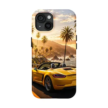 Porsche Boxster Yellow Coastal Road Sunset Drive