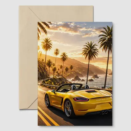 Porsche Boxster Yellow Coastal Road Sunset Drive