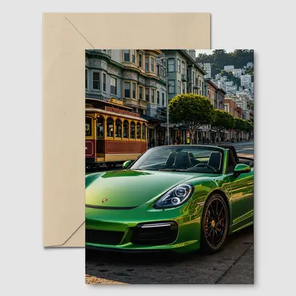 Green Porsche Boxster San Francisco City Streets