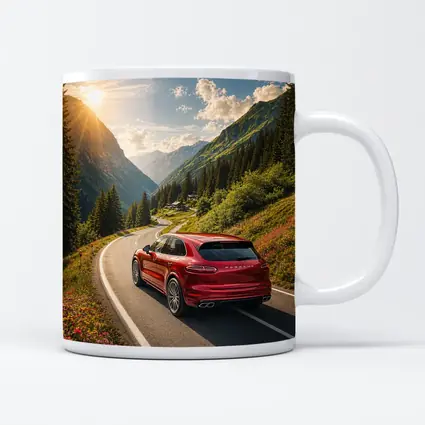 Porsche Cayenne Red Mountain Alpine Road