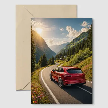 Porsche Cayenne Red Mountain Alpine Road