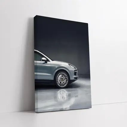 Porsche Cayenne Silver Studio Dark Background