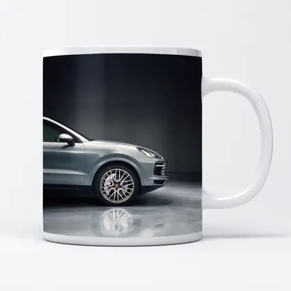 Porsche Cayenne Silver Studio Dark Background