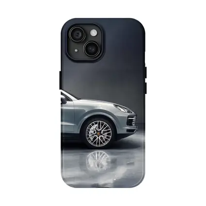 Porsche Cayenne Silver Studio Dark Background