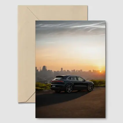Porsche Cayenne City Skyline Sunset View