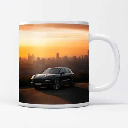 Porsche Cayenne Black City Sunset Skyline