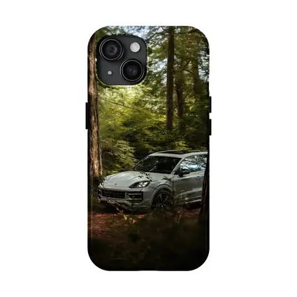 Porsche Cayenne S Silver Forest Trees