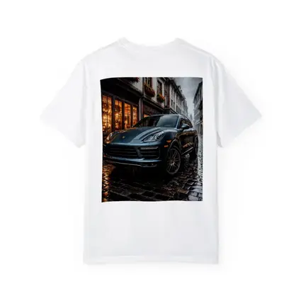 Porsche Cayenne Rainy Cobblestone European Street