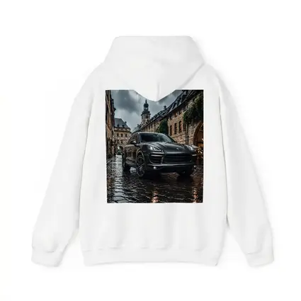 Porsche Cayenne Black Rainy European Cobblestone Street