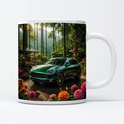Porsche Cayenne Parked In Lush Forest