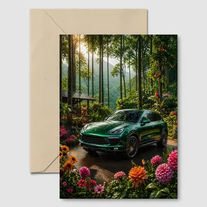 Porsche Cayenne Parked In Lush Forest