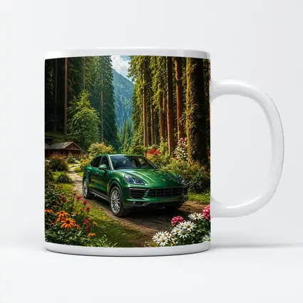 Porsche Cayenne Green SUV Forest Setting