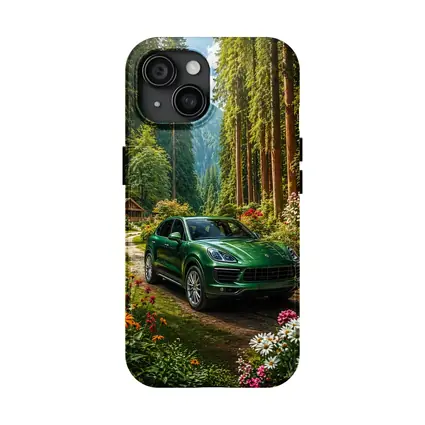 Porsche Cayenne Green SUV Forest Setting