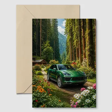 Porsche Cayenne Green SUV Forest Setting