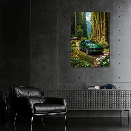 Porsche Cayenne Green SUV Forest Setting