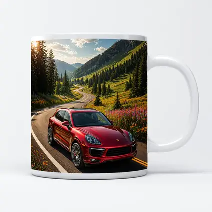 Red Porsche Cayenne Mountain Road Drive