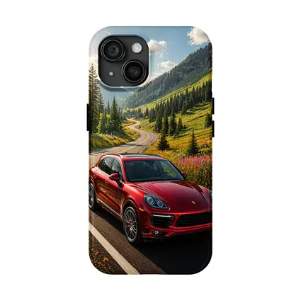 Red Porsche Cayenne Mountain Road Drive
