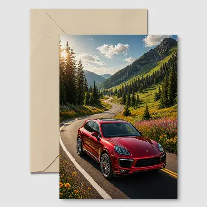 Red Porsche Cayenne Mountain Road Drive
