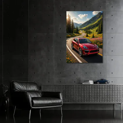 Red Porsche Cayenne Mountain Road Drive