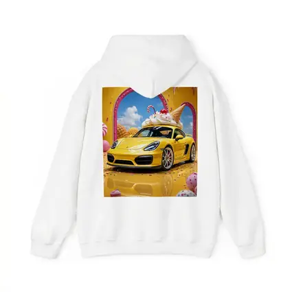 Porsche Cayman Yellow Ice Cream Fantasy Scene
