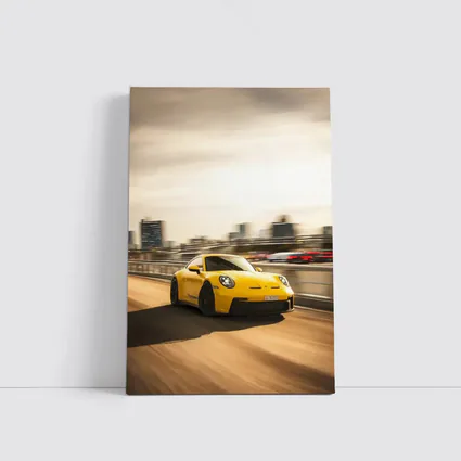 Yellow Porsche 911 GT3 Racing City Streets