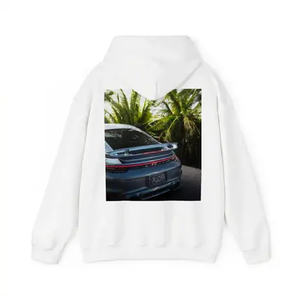 Porsche 911 Rear Blue Tropical Palm Trees