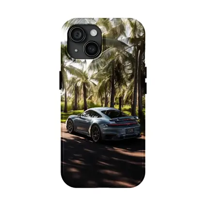 Porsche 911 Turbo Blue Among Palm Trees