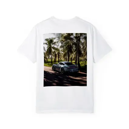 Porsche 911 Turbo Blue Among Palm Trees