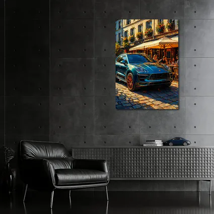 Porsche Macan Green SUV Paris Street