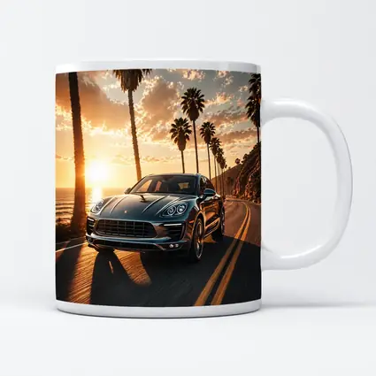 Porsche Macan Driving Coastal Road Sunset