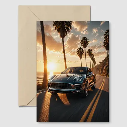 Porsche Macan Driving Coastal Road Sunset