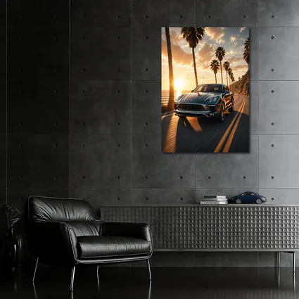 Porsche Macan Driving Coastal Road Sunset