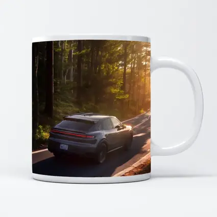Porsche Macan Driving Through Sunlit Forest