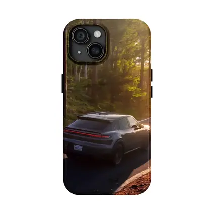 Porsche Macan Driving Through Sunlit Forest