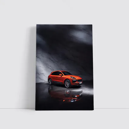 Porsche Macan Orange On Marble Background