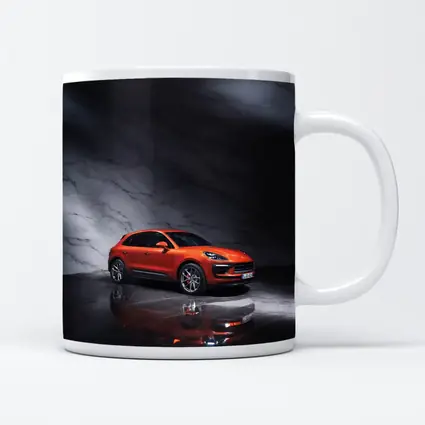 Porsche Macan Orange On Marble Background