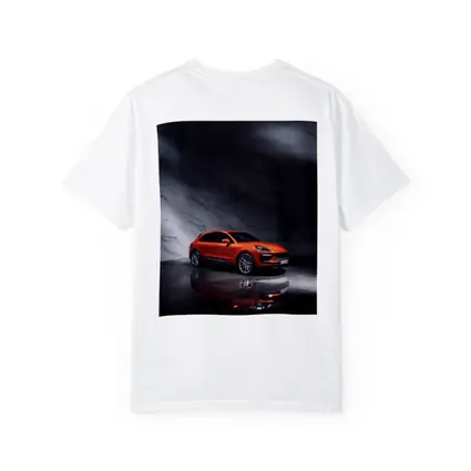 Porsche Macan Orange On Marble Background