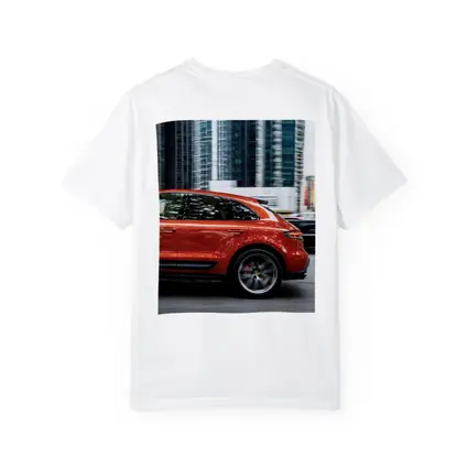 Porsche Macan S Orange City Skyscrapers