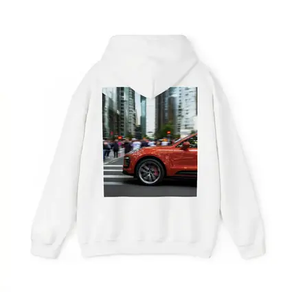 Porsche Macan Orange Speeding Through City Streets