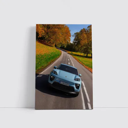 Porsche Macan Electric Blue Autumn Road Drive