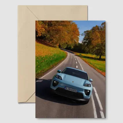 Porsche Macan Electric Blue Autumn Road Drive