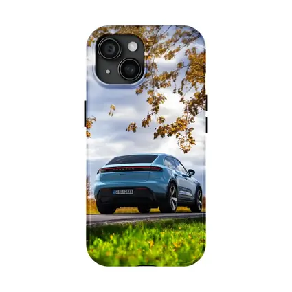 Porsche Macan Blue On Autumn Country Road