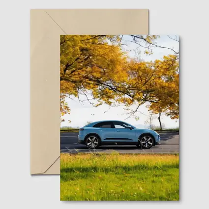 Porsche Macan Blue Side Profile Autumn Trees