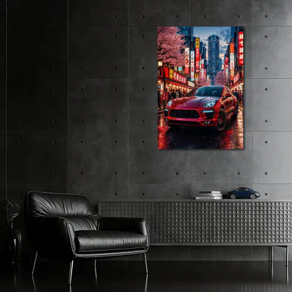 Porsche Macan Red Tokyo Night Street