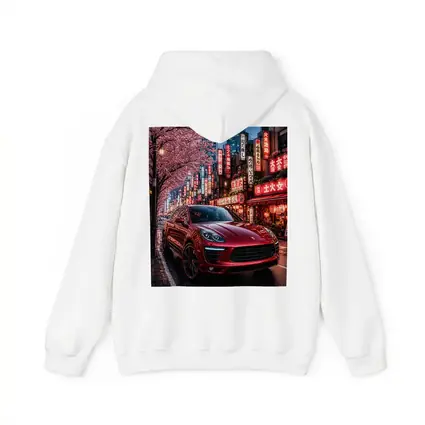 Red Porsche Macan Tokyo Cherry Blossom Street