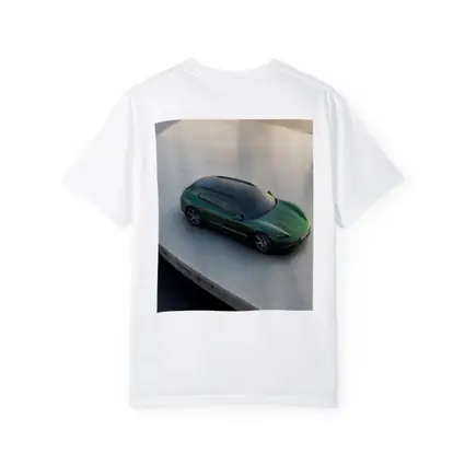 Green Porsche Taycan Sport Turismo Overhead View