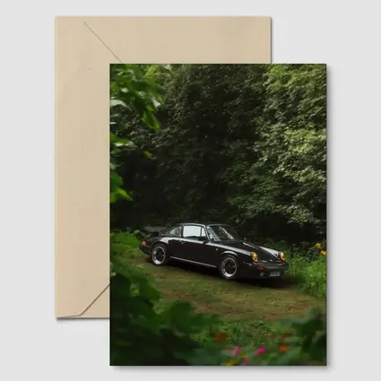 Black Porsche 911 Parked in Green Forest