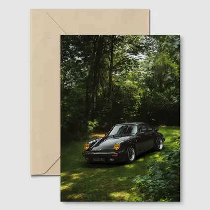 Black Porsche 911 Parked in Green Forest