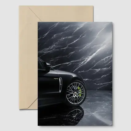 Porsche Panamera Black on Dark Marble